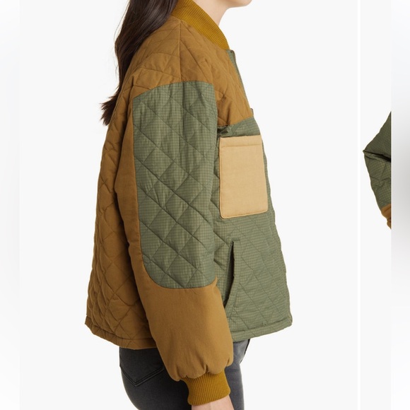 THE GREAT. Quilted Jacket in Green and Tan - Picture 5 of 7